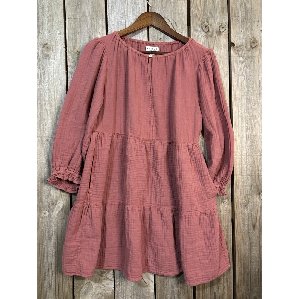 Velvet‎ G&S Dusty Rose Cotton Tiered Babydoll Dress